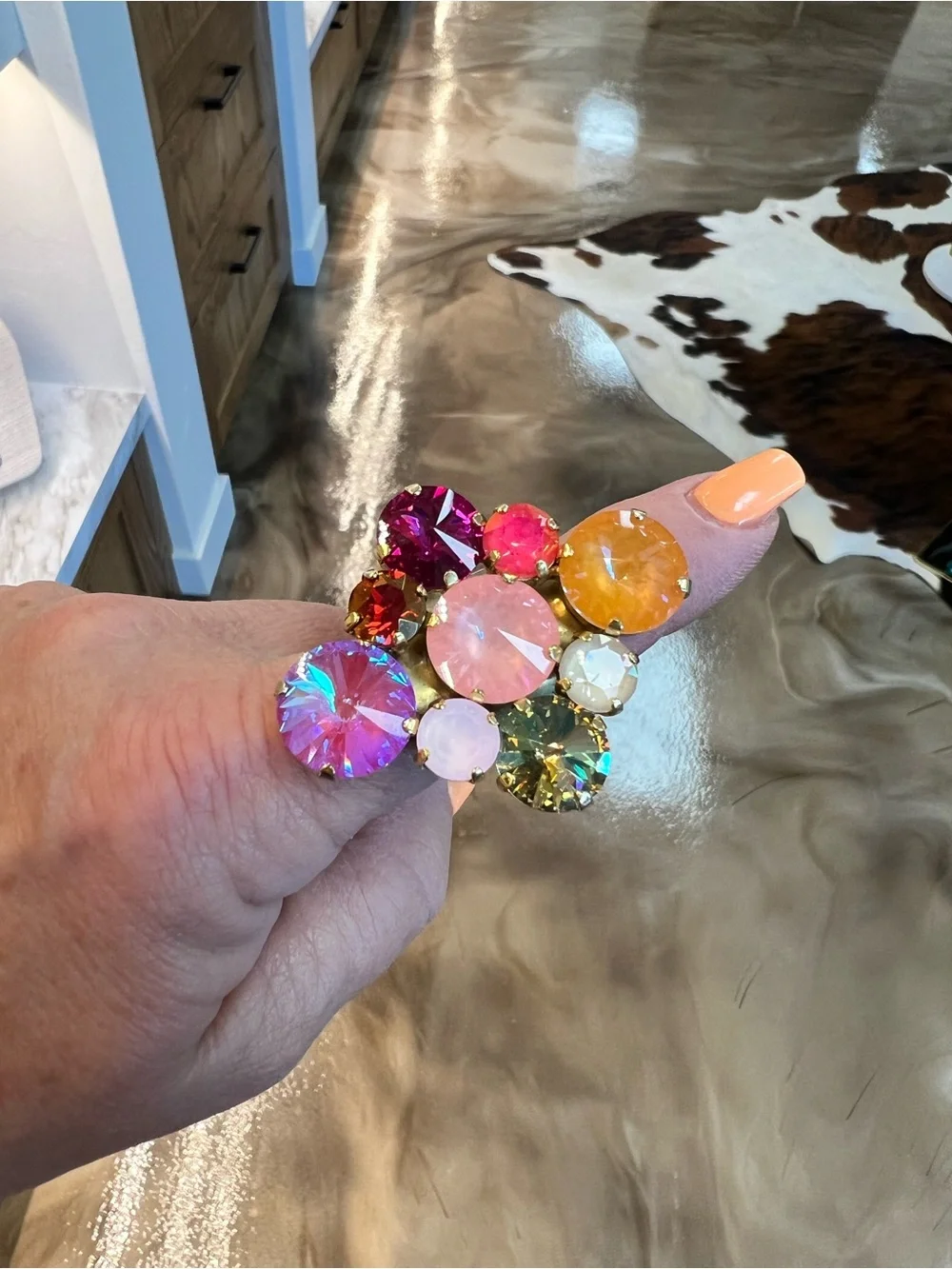 Multicolor Crystal Statement Ring - Women Jewelry